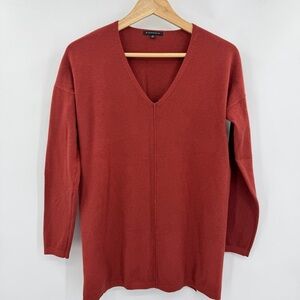 STACCATO V-Neck Rusty Burnt Orange Sweater Cashmere Feel Super Soft Size Small